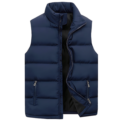 Gilet sans manches chic avec poches zippées et col montant