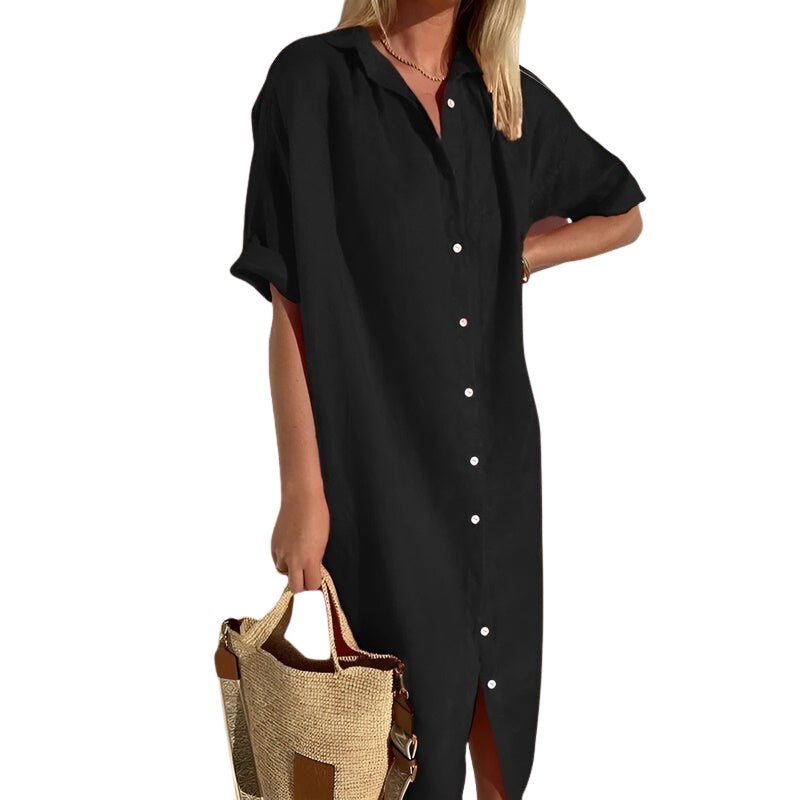 Robe Été Longue Manches Courtes pour Femme