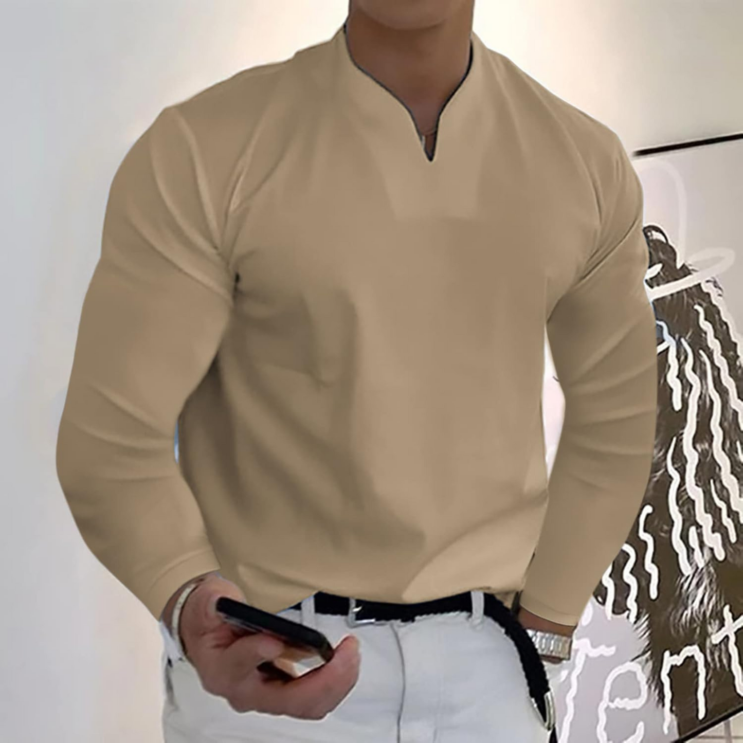 Polo Homme Manches Longues Séchage Rapide et Confortable