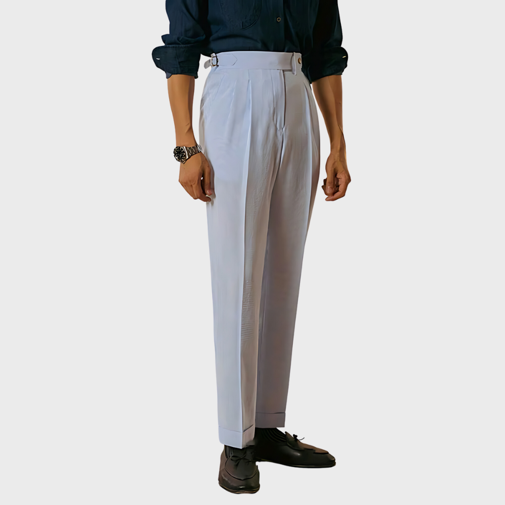 Pantalon rayé à taille haute avec ceinture - BerlinGlamour