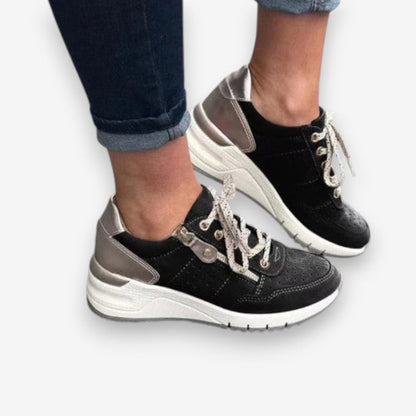 Chaussures Confortables à Lacets avec Semelle Plate et Fermeture Éclair