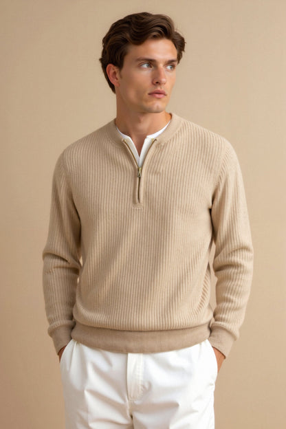 Pullover en maille classique avec fermeture éclair, confortable et élégant
