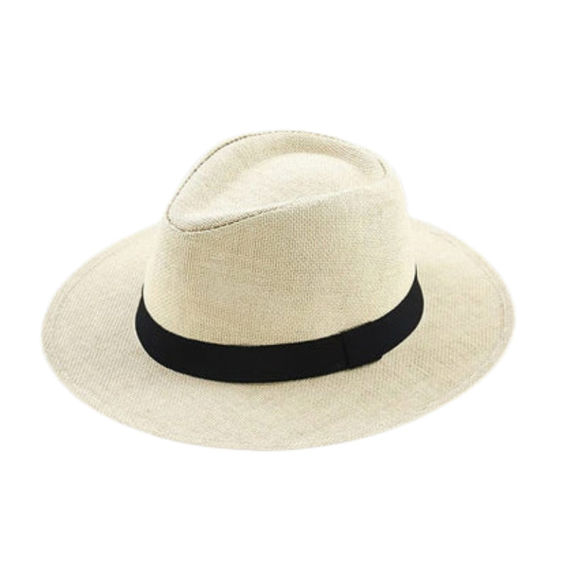 Chapeau de Paille Panama avec Ruban Décoratif