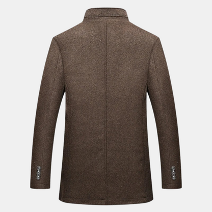 Manteau Hiver Homme en Laine Mélange – Court avec Col Montant