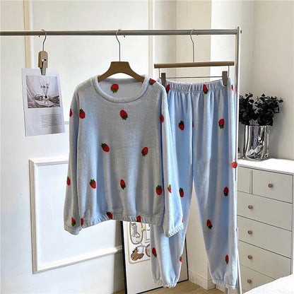 Pyjama Femme Hiver Chaud et Confortable Manches Longues