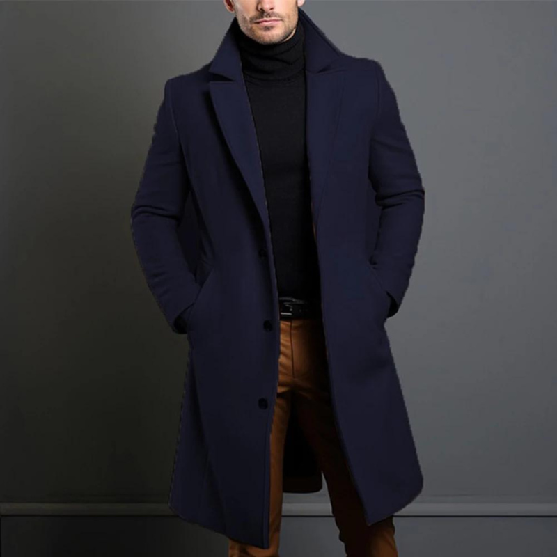 Manteau Homme Noir Urbain avec Col Montant