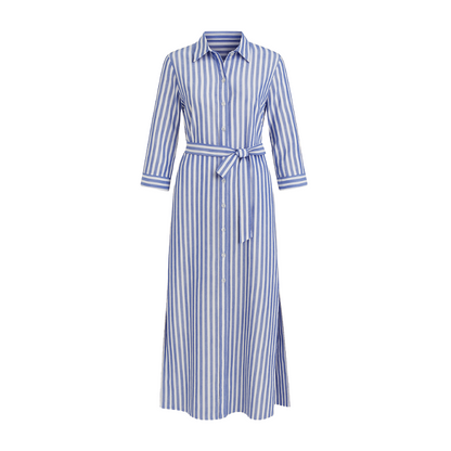Robe Classique à Manches Longues Rayures Élégantes