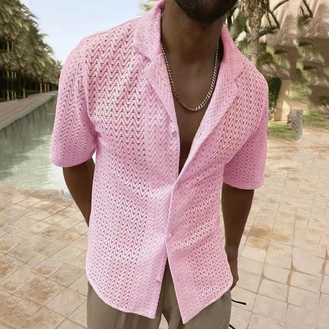 Chemise à manches courtes décontractée style rétro