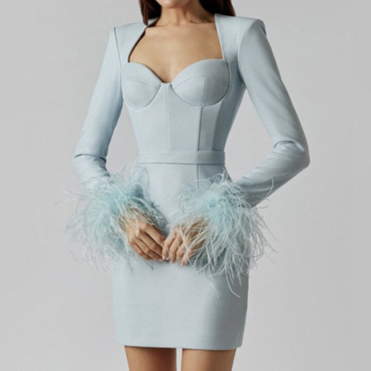 Robe Élégante Manches Longues Taille Haute Féminine - PanierRoyale