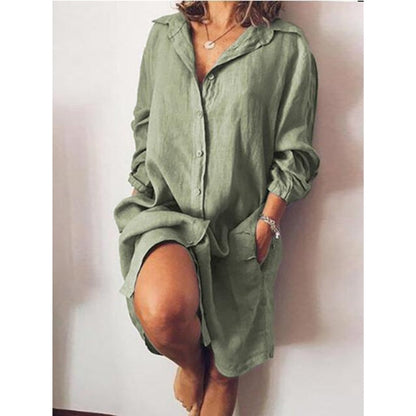 Robe Chemisier Grande Taille Chic à Manches Longues