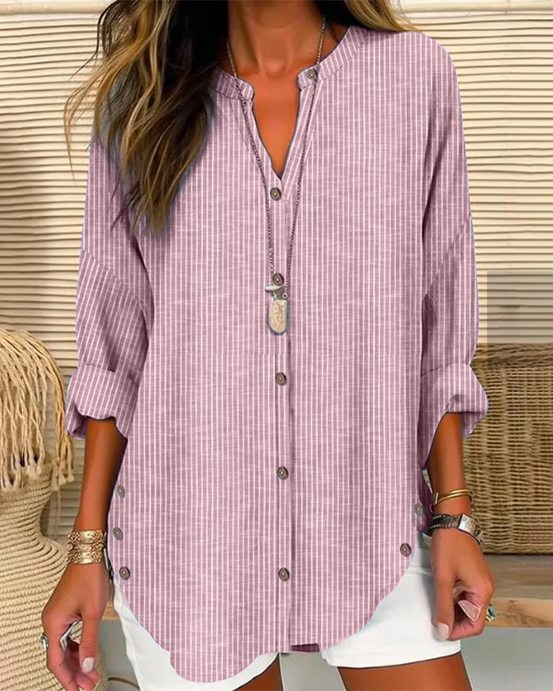 Chemise Femme Col Rond Manches Courtes Été