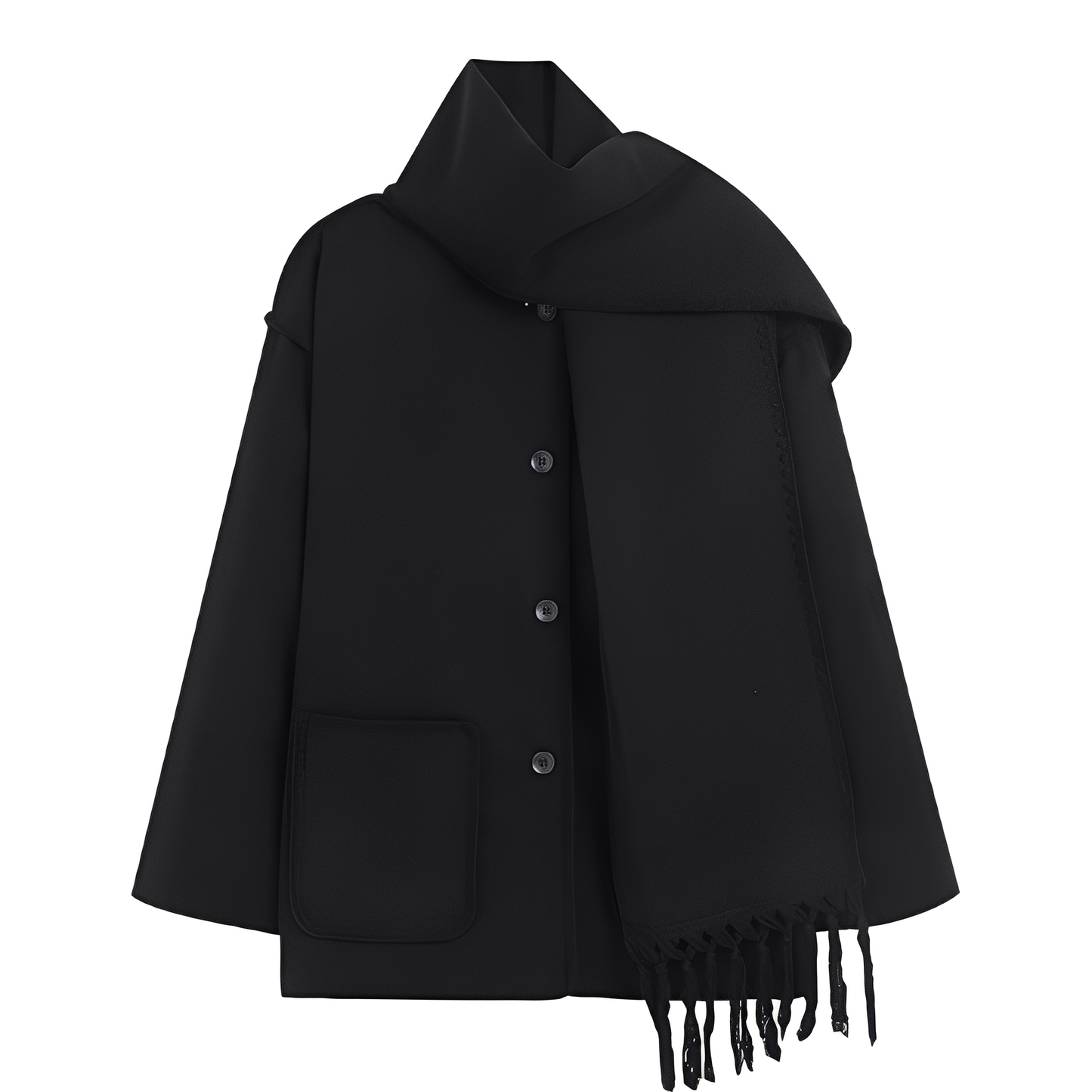 Manteau Femme Hiver Laine Douce avec Écharpe Incluse
