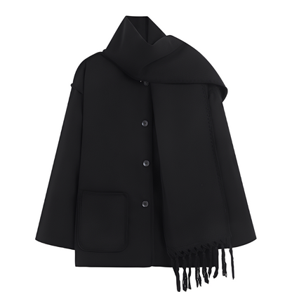 Manteau Femme Hiver Laine Douce avec Écharpe Incluse