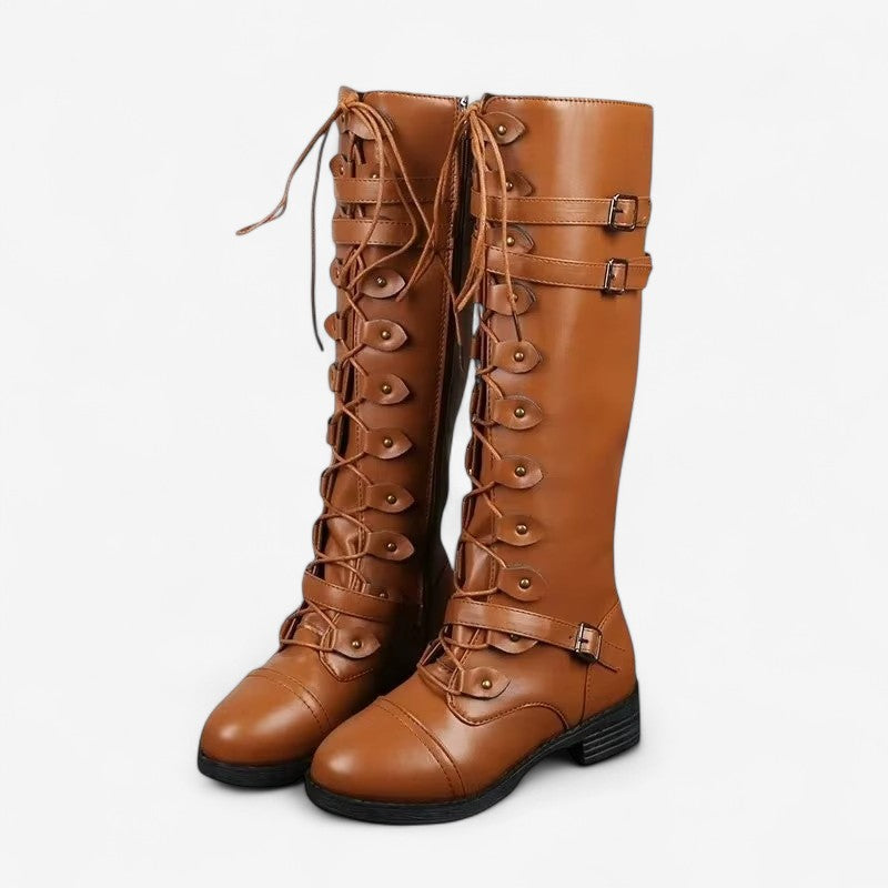 Bottes Femmes Hauts Talons à Lacets Élégantes - PanierRoyale