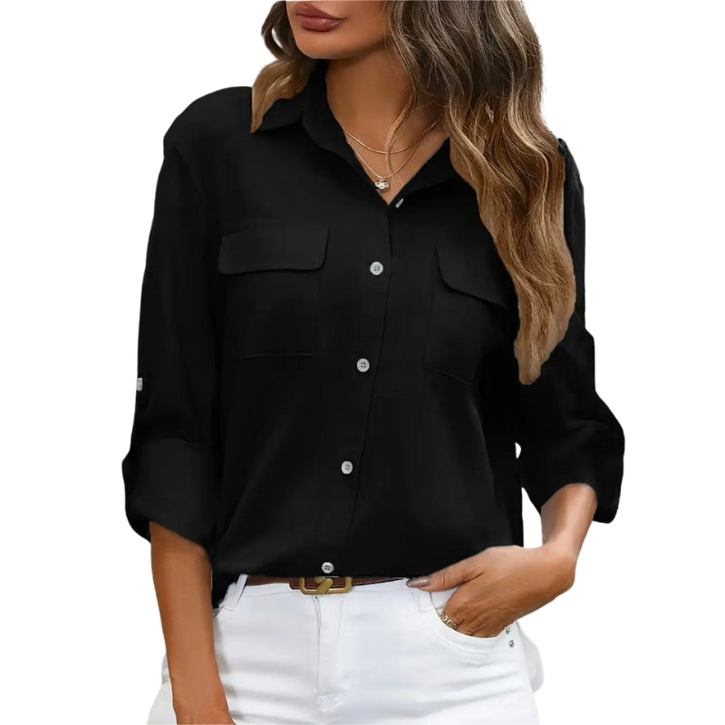 Chemise Élégante Manches Longues Col V