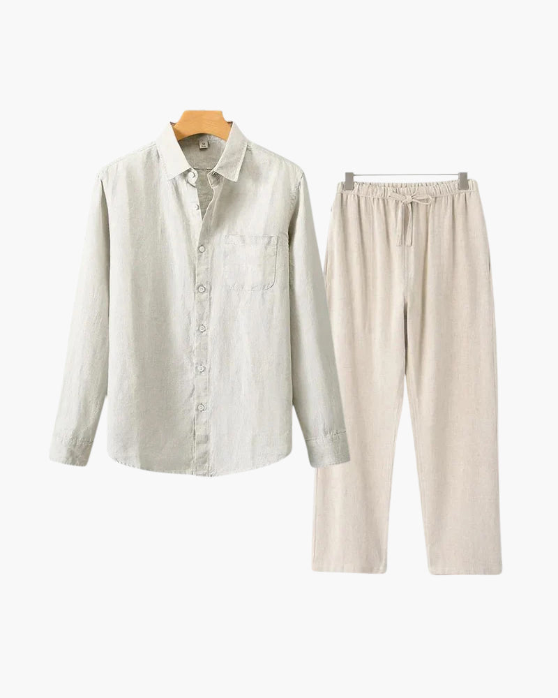 Costume Homme Lin En 2 Pièces Été Décontracté