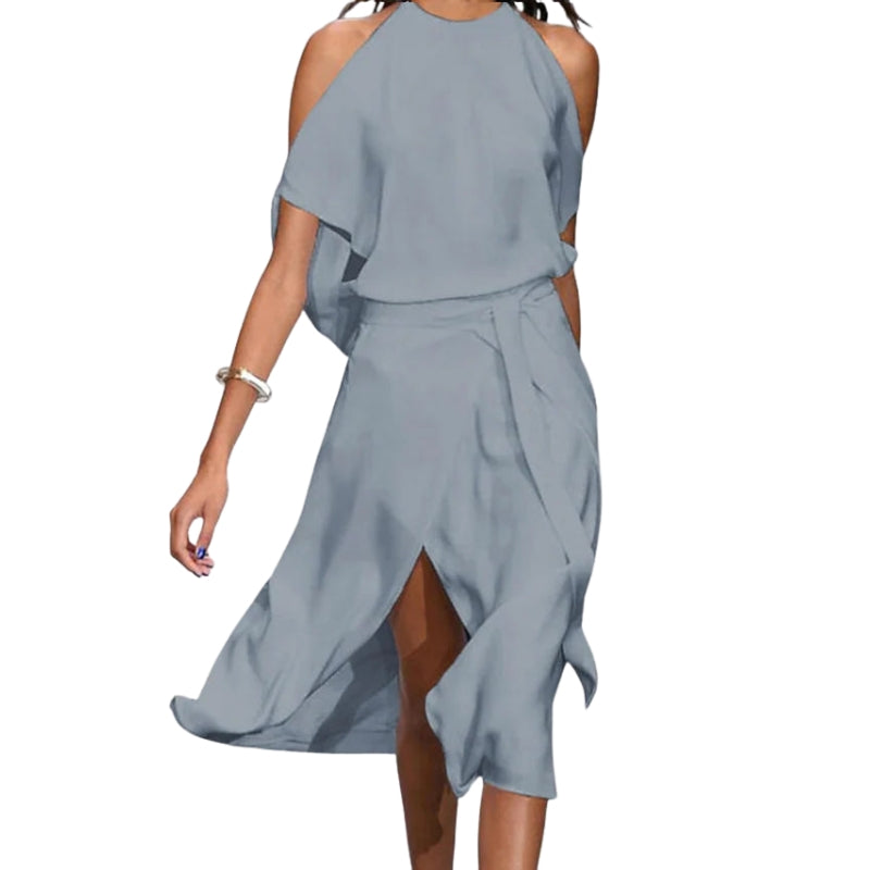 Robe Été Décolletée Dos Nu et Fente Arrière Élégante - PanierRoyale