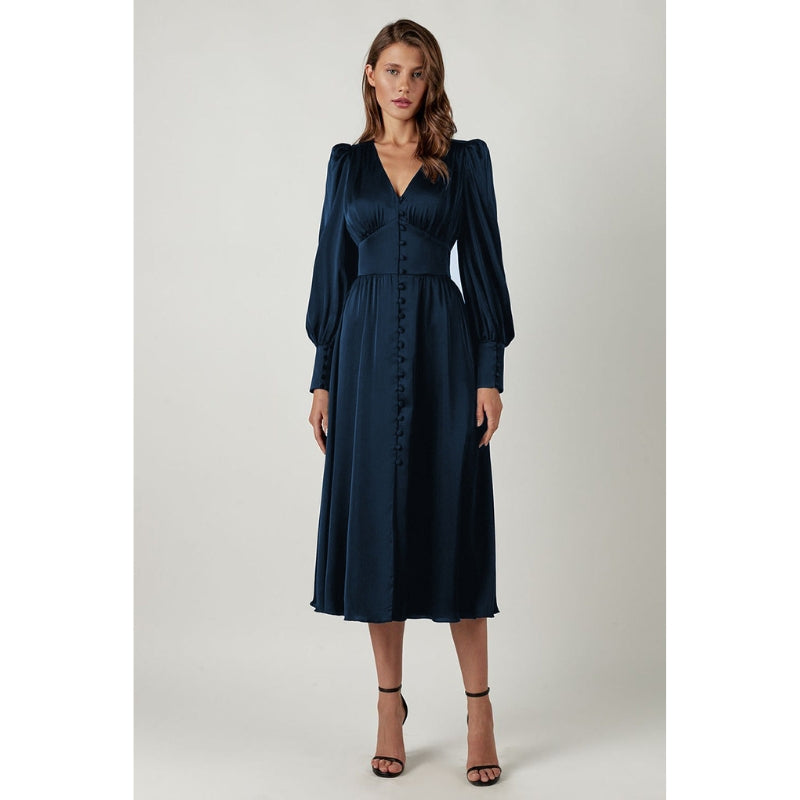 Robe de soirée élégante manches longues décolleté profond