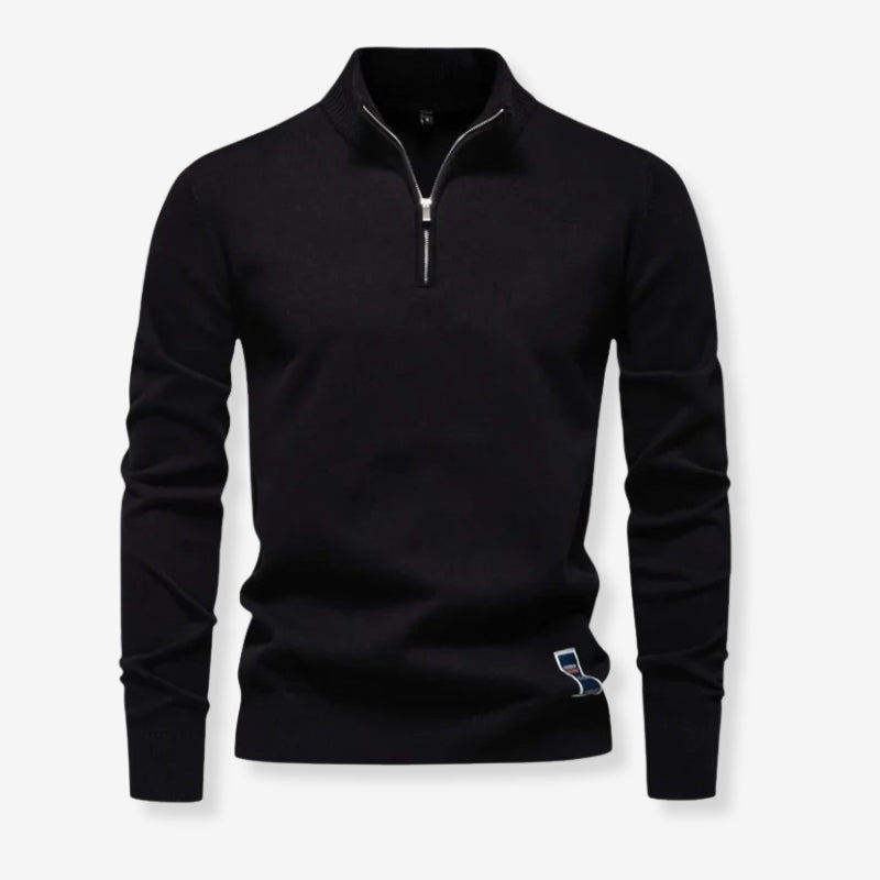 Pull Homme Col Zippé Manches Longues Chic
