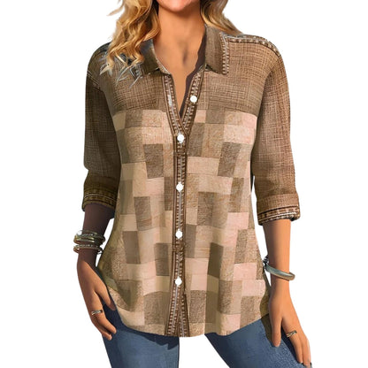 Chemise Femme à Manches Longues imprimé Fleur Décontractée