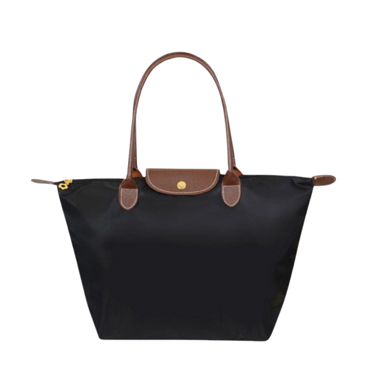 Sac à main femme en nylon robuste avec poignées cuir marron - PanierRoyale