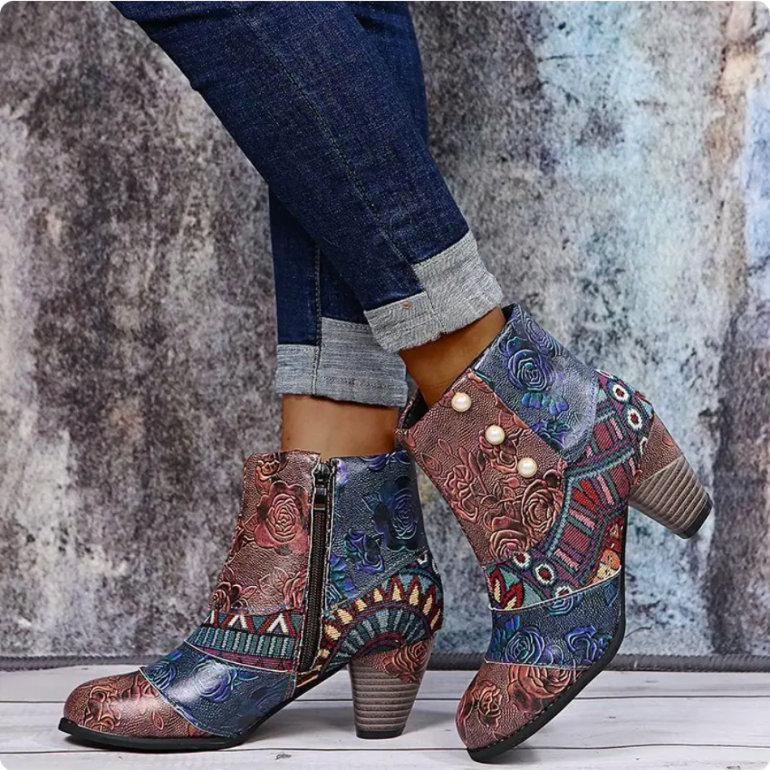 Bottes Femme Hiver Chaussures Imperméables à Talon Haut Style Boho
