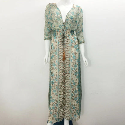 Robe Bohème Longue à Décolleté Plongeant - PanierRoyale