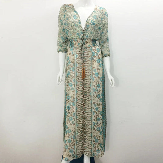 Robe Bohème Longue à Décolleté Plongeant - PanierRoyale