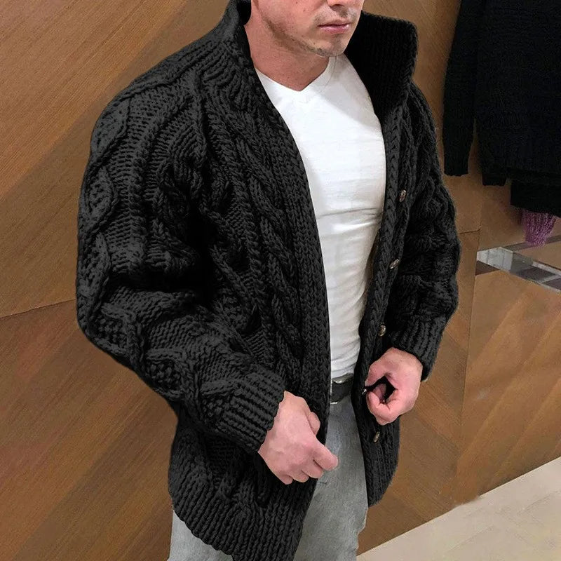 Gilet Homme En Maille Épaisse Noir Classique - PanierRoyale