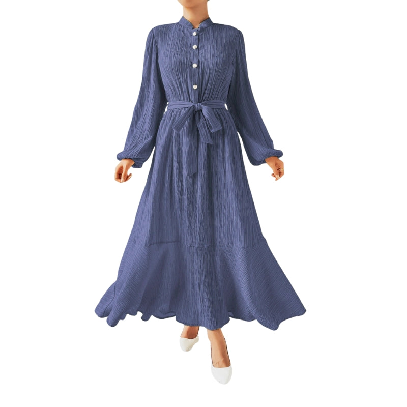 Robe Femme Longue Plissée à Ceinture Élastique