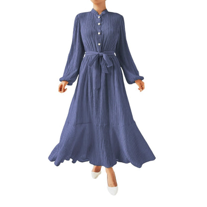 Robe Femme Longue Plissée à Ceinture Élastique