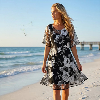 Robe Femme Chiffon Fluide Coupe Ample Manches Longues