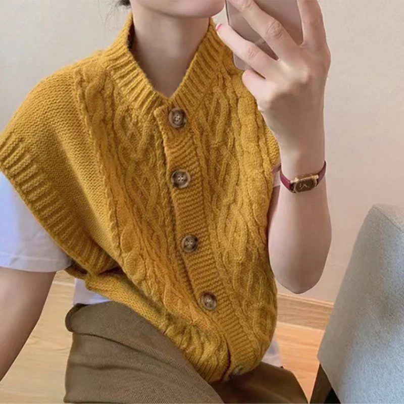 Gilet femme sans manches en maille épaisse et douce