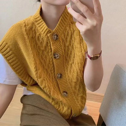 Gilet femme sans manches en maille épaisse et douce