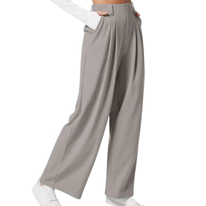 Pantalon Femme Taille Haute Élégant avec Poches Latérales