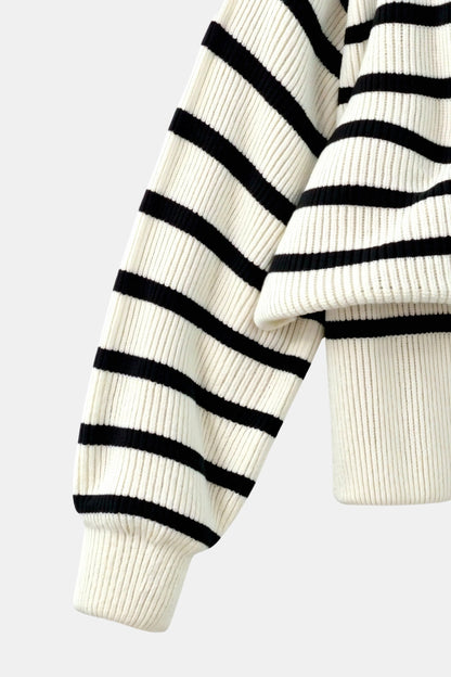 Pull femme rayé avec col zip