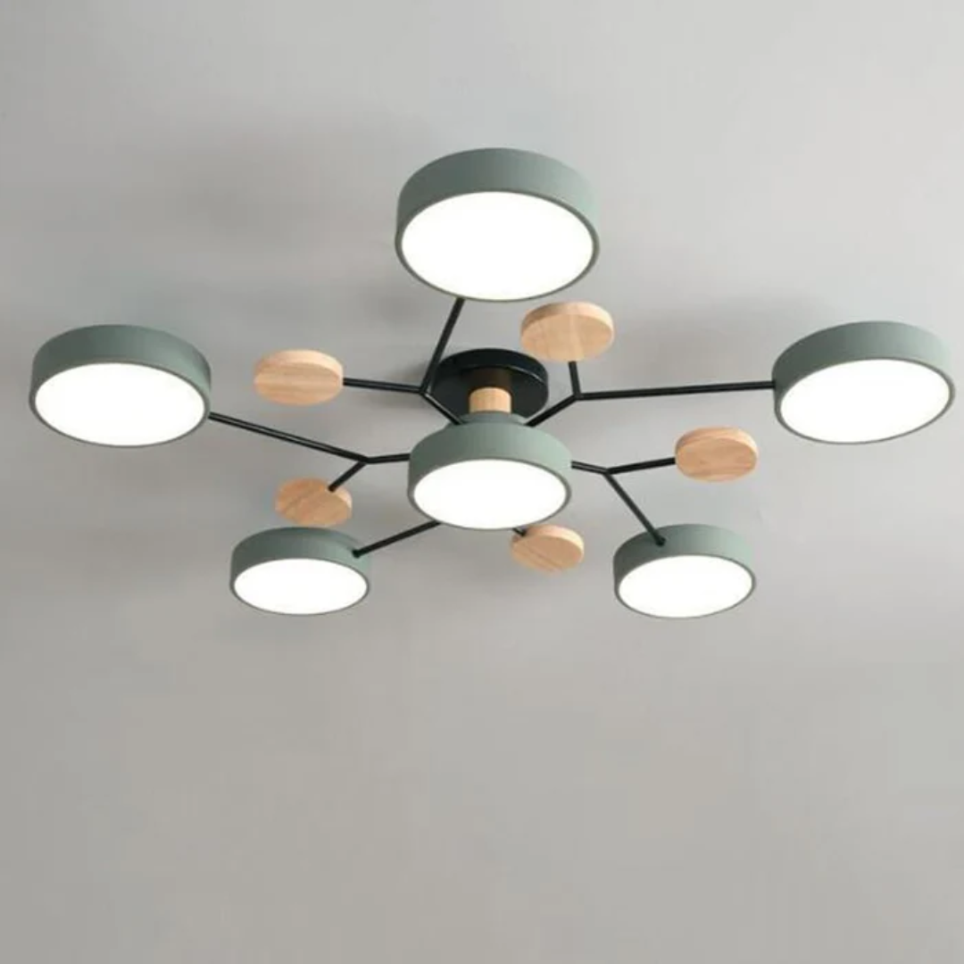 Lustre Métal et Bois Moderne 5 Lumières