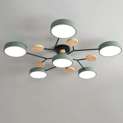 Lustre Métal et Bois Moderne 5 Lumières