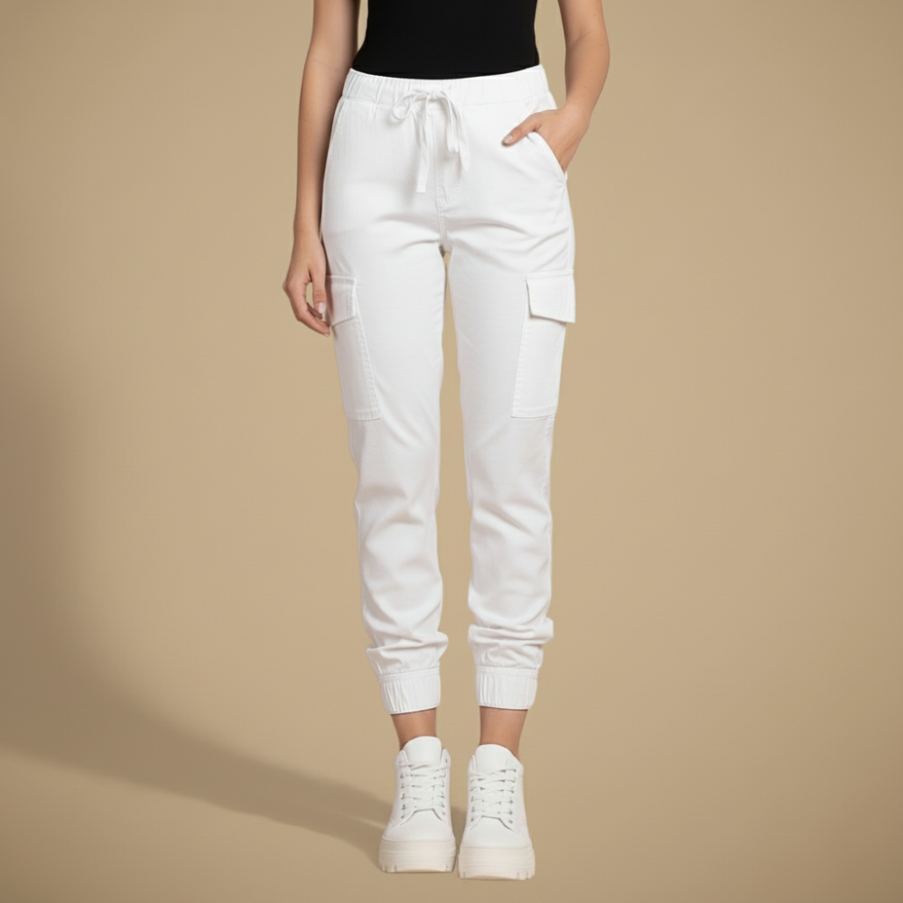 Pantalon Jogging Femme Élastique Confort avec Poches