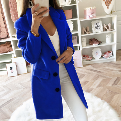 Manteau Femme Long Noir Chic en Hiver