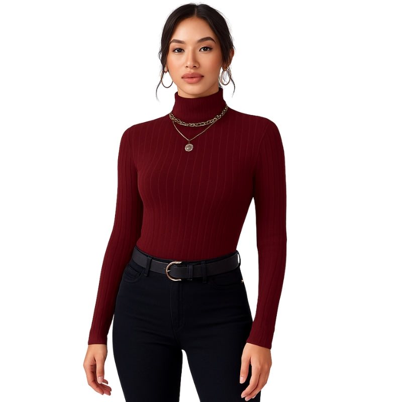 Pull à Manches Longues Col Roulé Chic et Élégant - PanierRoyale