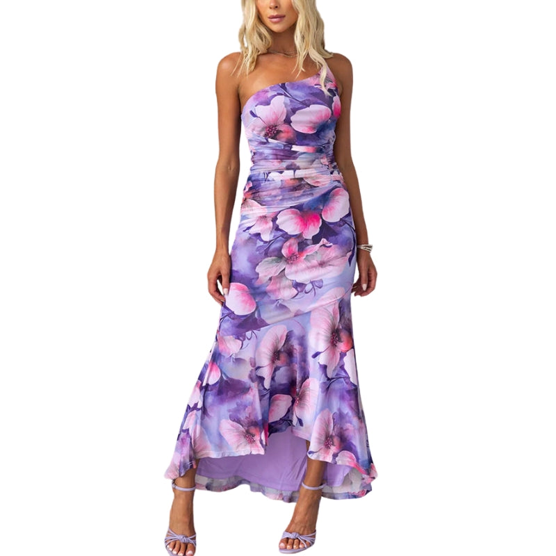 Robe Élégante sans Manches Fleurs Imprimées - PanierRoyale
