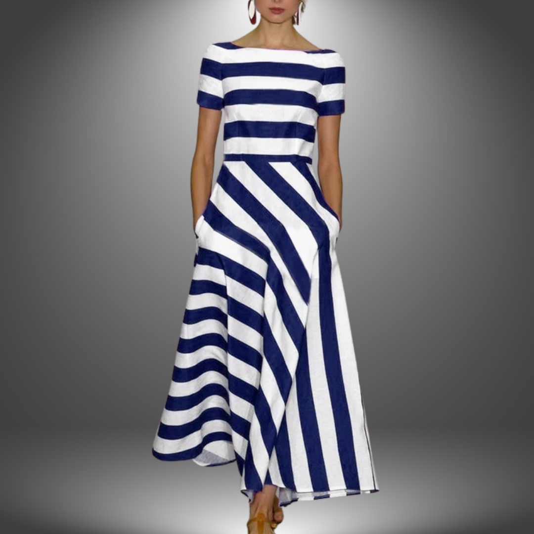Robe Été Courte à Manches Courtes et Poches Latérales