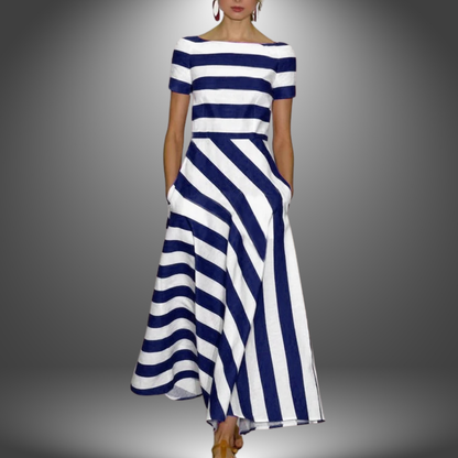Robe Été Courte à Manches Courtes et Poches Latérales