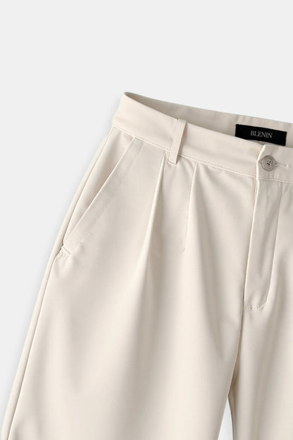 Pantalon Femme Classique Plissé avec Ourlet Reversible