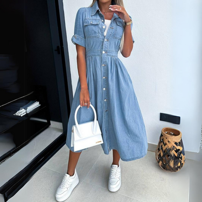 Robe Jeans Décontractée pour Femme Taille Courte