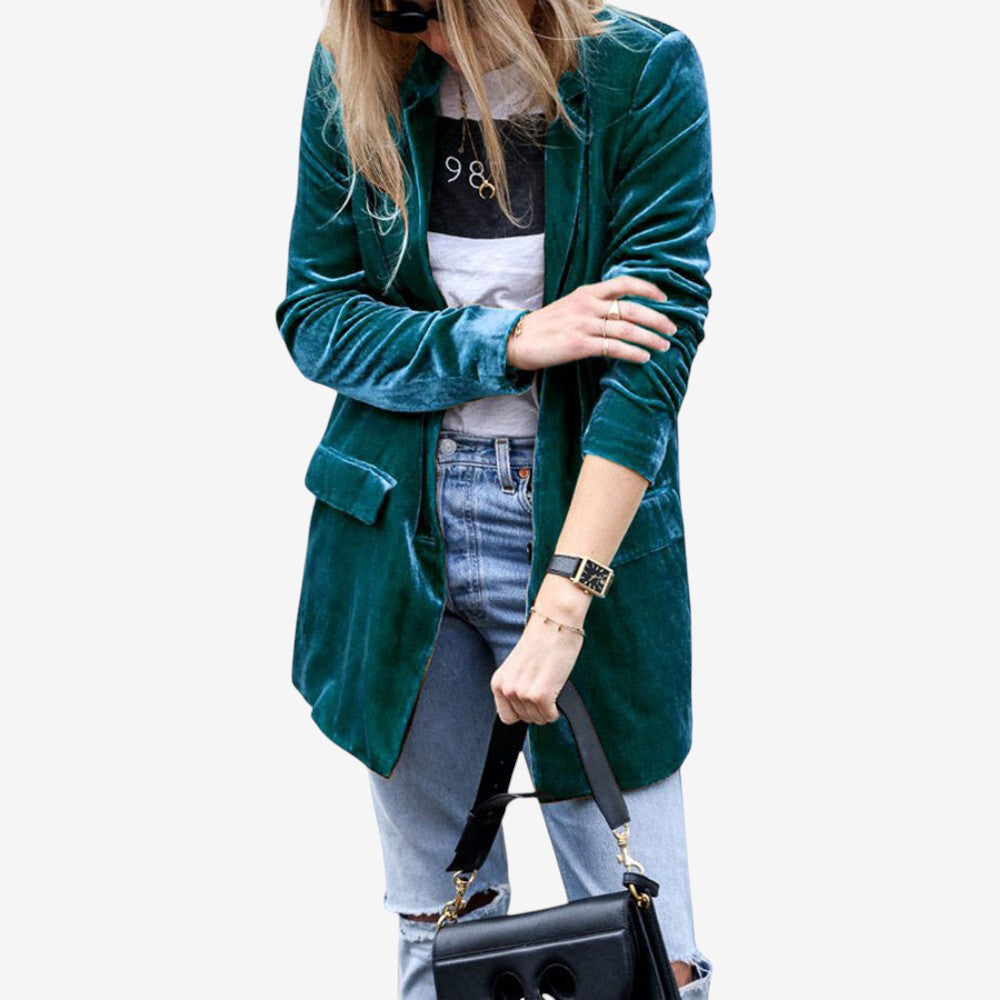 Blazer Femme Chic à Manches Longues et Douces