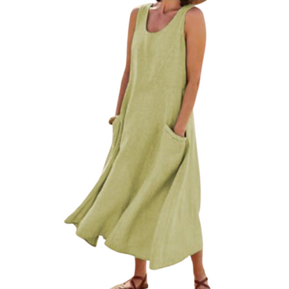 Robe Décontractée Été sans Manches avec Poches