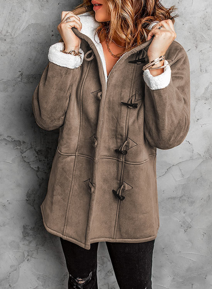 Parka Hiver Gris Clair avec Capuchon et Fermeture Éclair