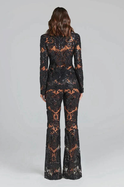 Costume Femme Luxe Pailleté Ensemble Blazers et Pantalons